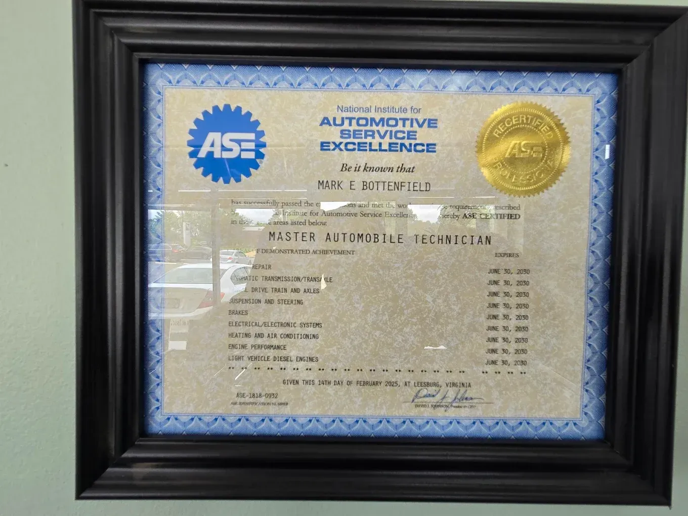 ASE Certification Photo | WrenchTree Automotive