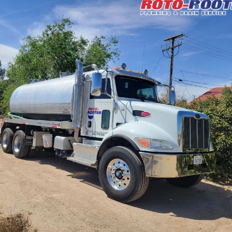 White Roto-Rooter Tanker Truck - Apple Valley, CA - Roto-Rooter Plumbers and Septic Service