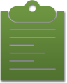 silhouette of a green clipboard with lines on it on a white background .