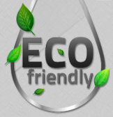 a logo that says eco friendly with green leaves