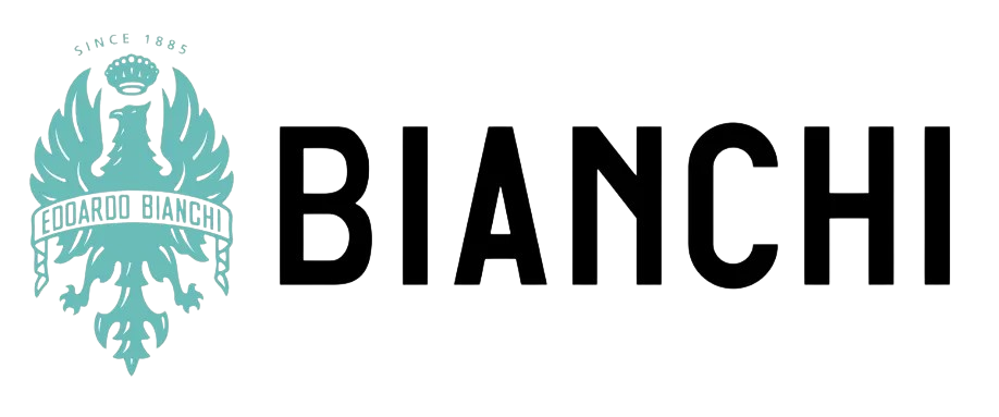 Il logo del marchio Bianchi, con un'aquila di colore verde acqua accanto alla scritta 