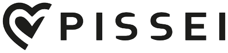Il logo PISSEI nero, con un'icona a forma di cuore seguita dal nome del marchio in un carattere sans-serif in grassetto.