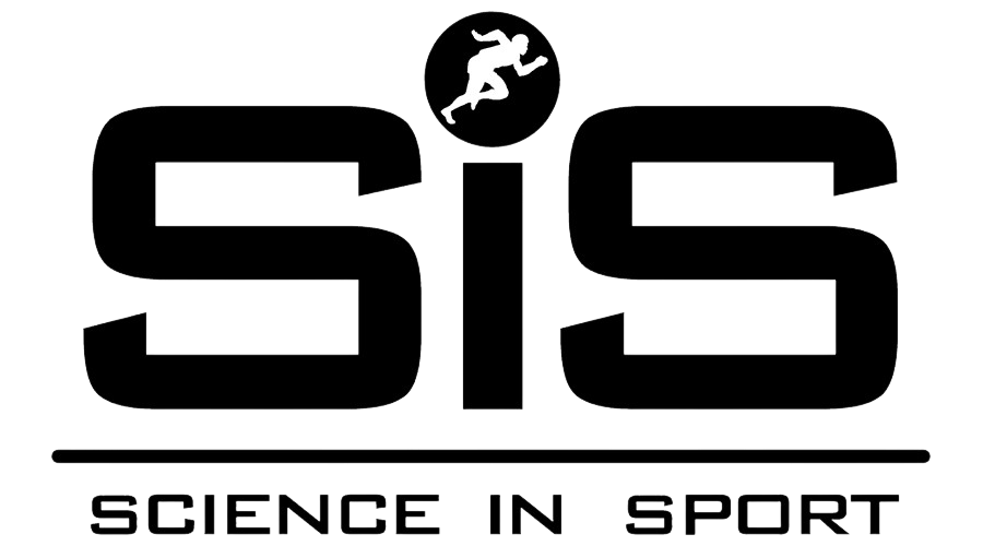 Il logo di Science in Sport (SiS), con l'icona di un corridore sopra la scritta in grassetto 