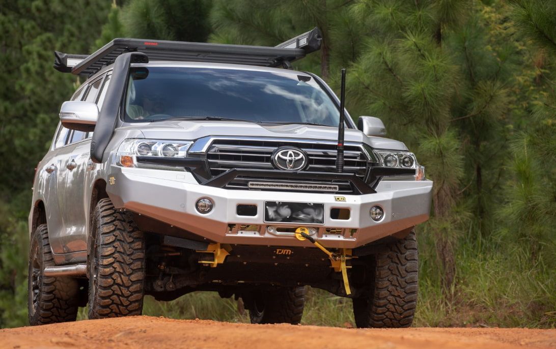 Silver Toyota Land Cruiser Off-road Vehicle With Bull Bar — TJM Albury Pty Ltd in South Albury, NSW