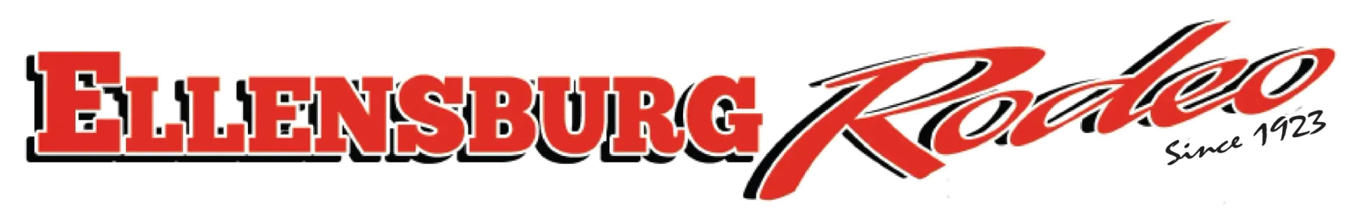 Ellensburg Rodeo logo in red with a shadow, 