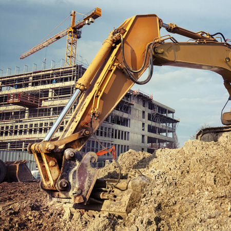 Excavator at construction site