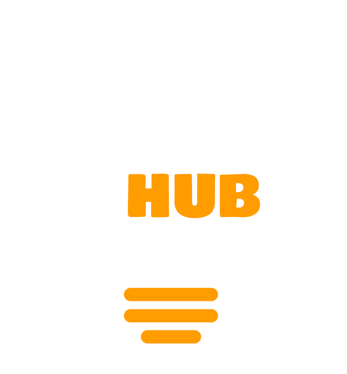 The word hub is on a white background with a light bulb icon.