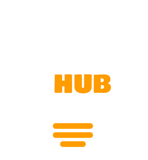 The word hub is on a white background with a light bulb icon.