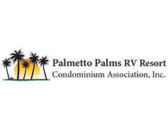 The logo for palmetto palms rv resort condominium association , inc.