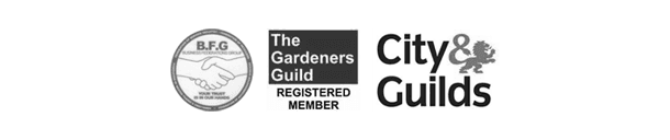 BFG logo, Gardeners Guild logo, and City & Guilds logo