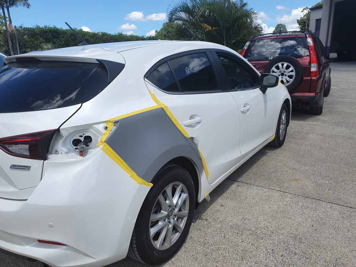 White Car For Repair — Panel Beater in Nambour, QLD