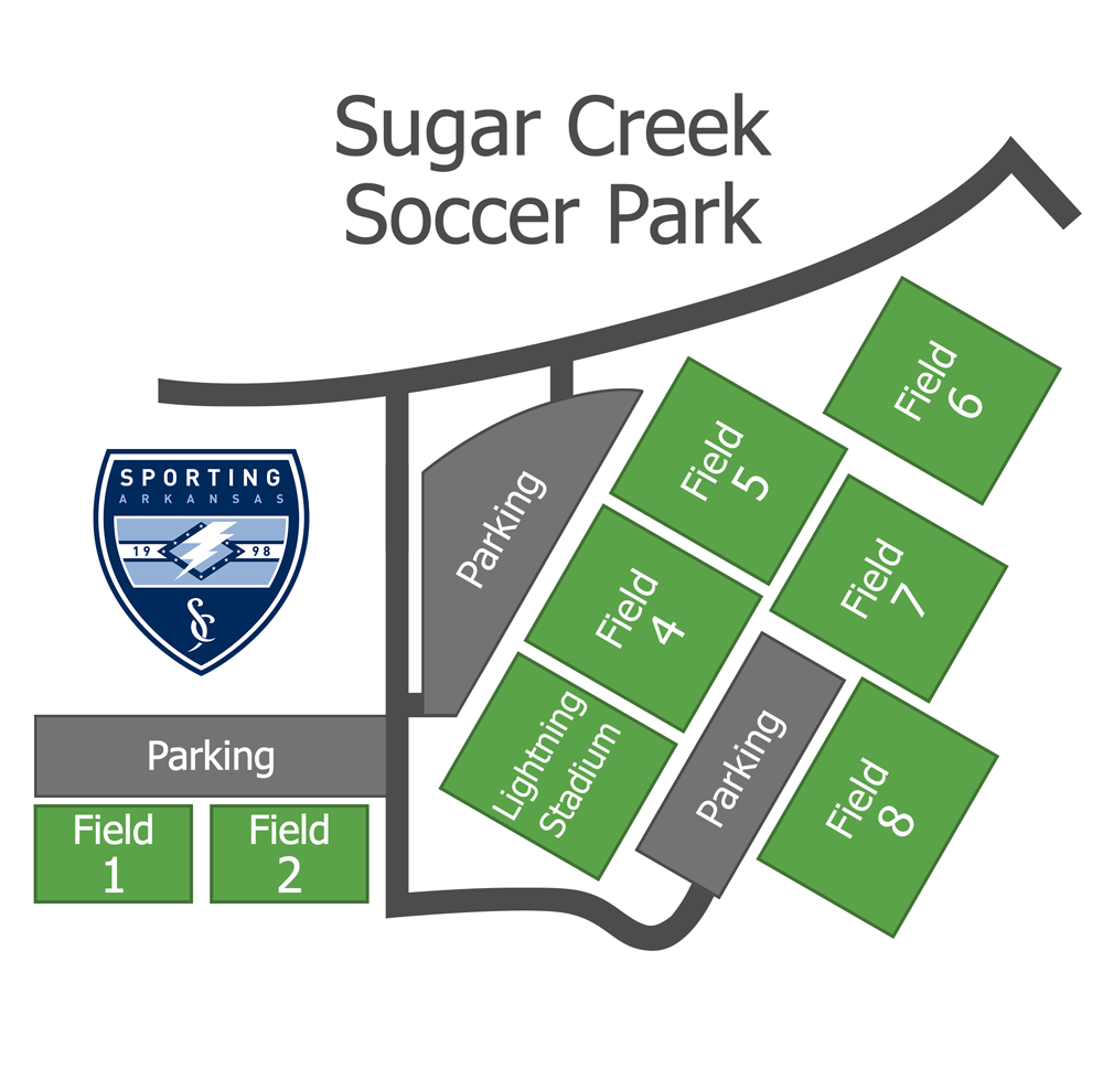 Illustrated map of Sugar Creek Soccer Park