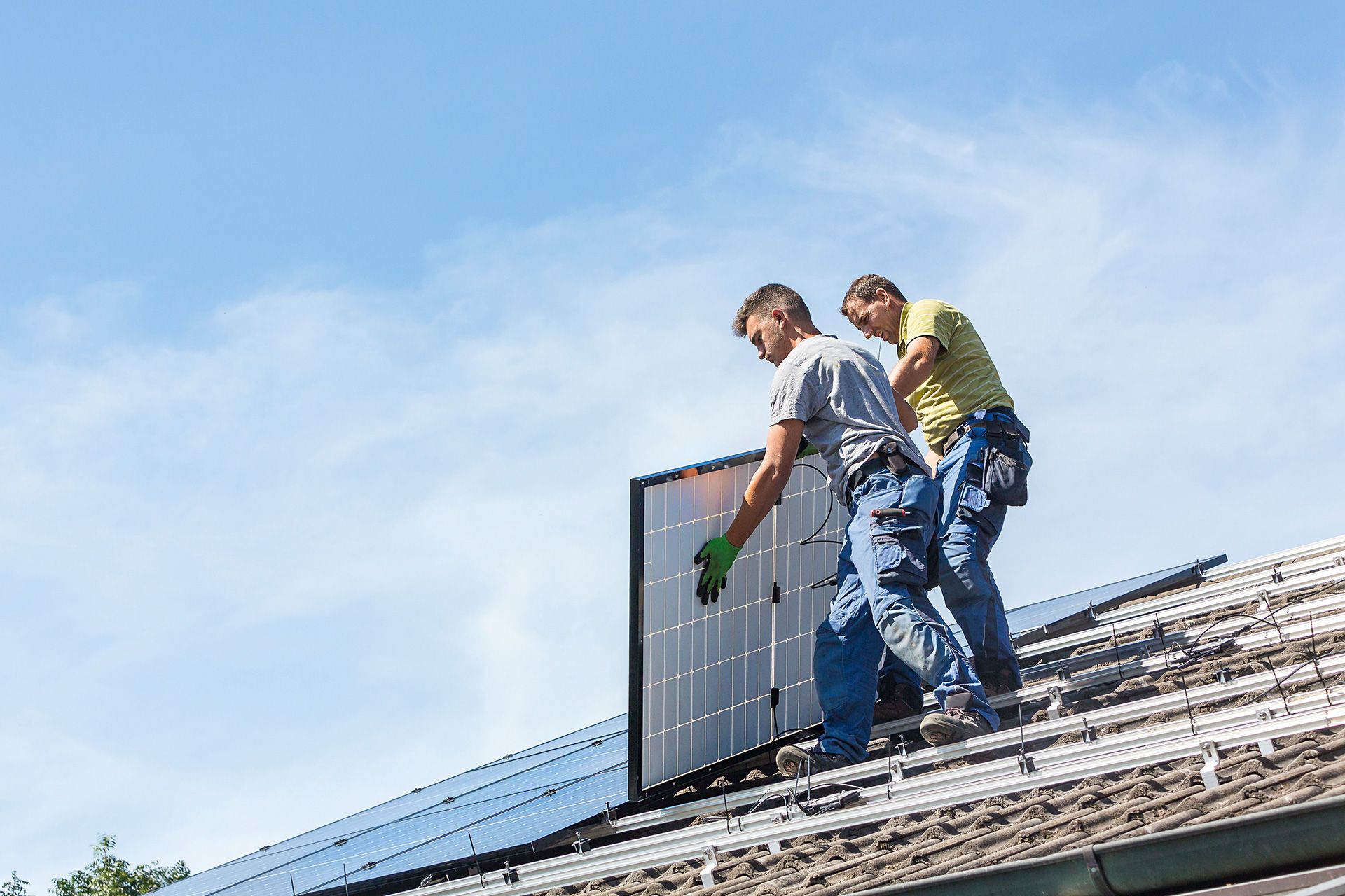 Home roof inspection before solar panel installation
