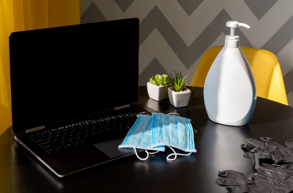 Laptop and mask