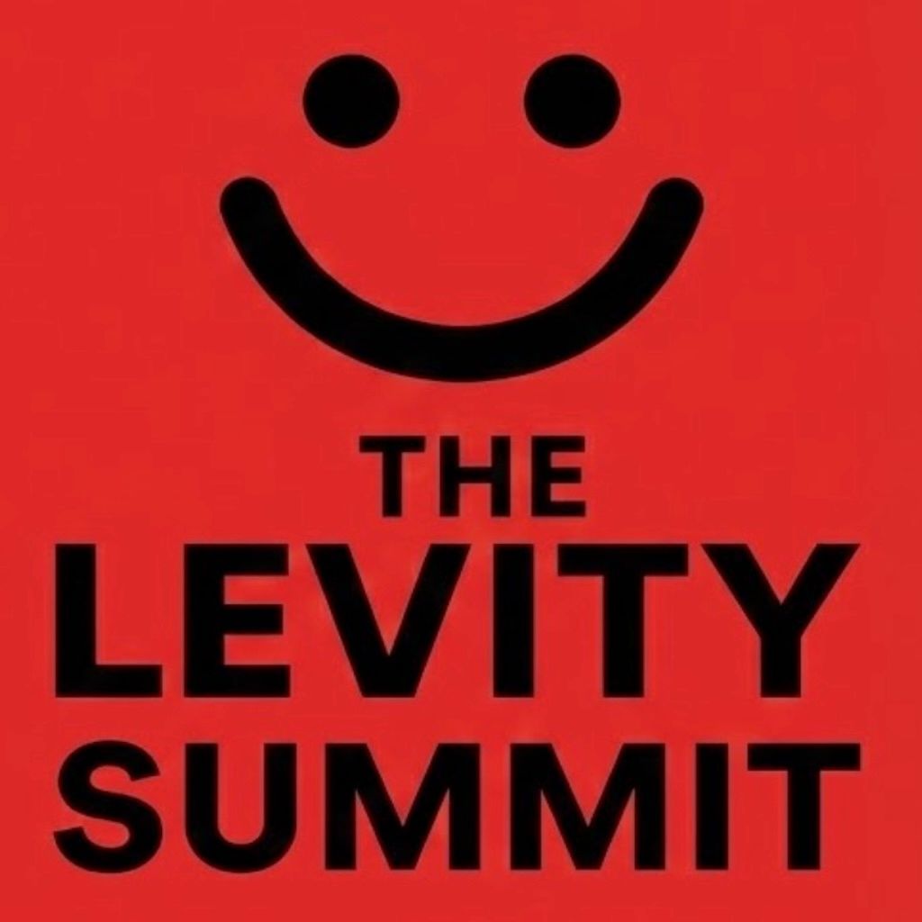 Red square with a smiley face and text