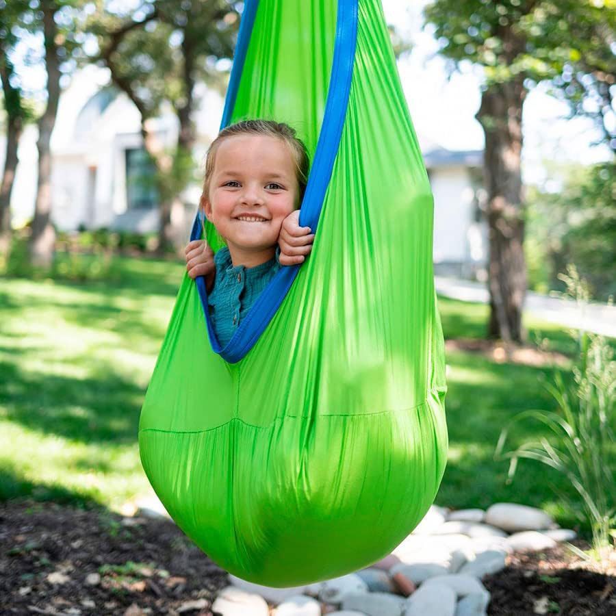 Indoor or outdoor swing for sensory seeking autistic child and a great gift for Christmas or birthdays