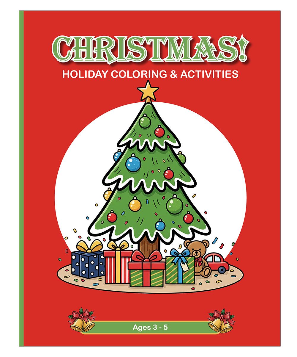 Christmas and holiday coloring and activity book front cover for preschoolers 3 to 5 years of age