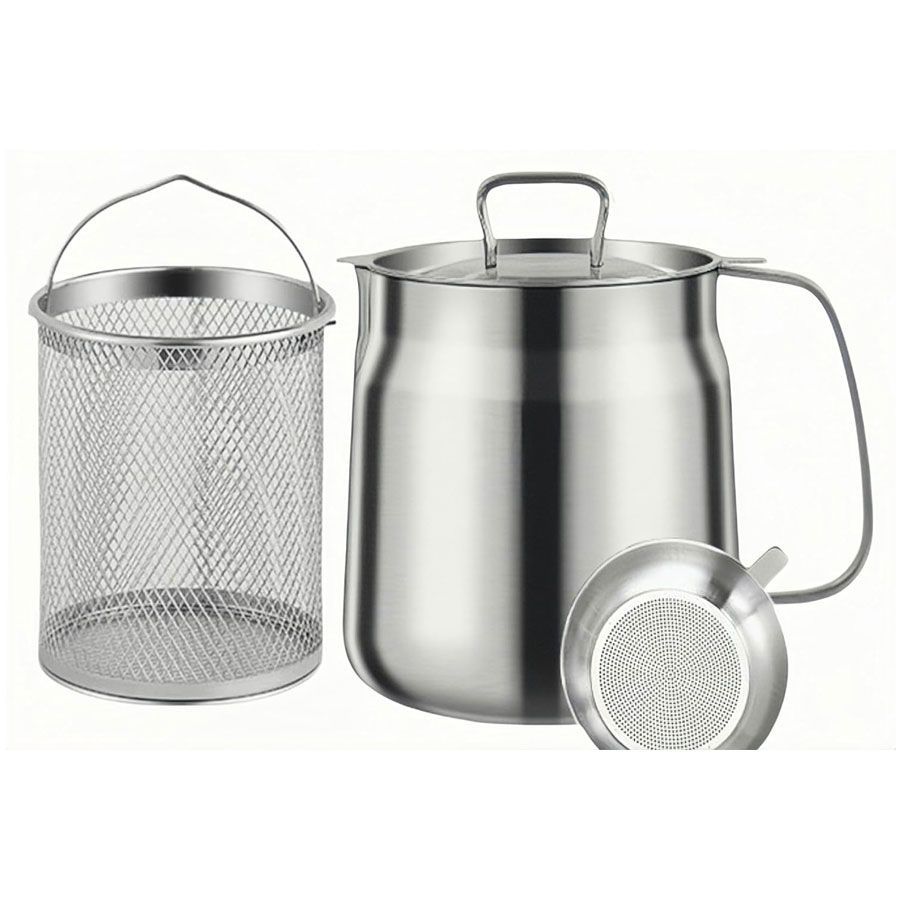 Stovetop stainless steel deep fryer pot for kitchen frying or camping cooking