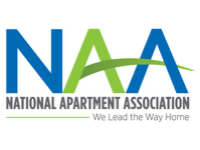 A blue and green logo for the national apartment association