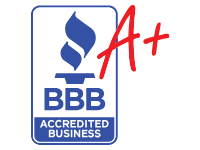 BBB Accredited Business logo with a blue torch and the text