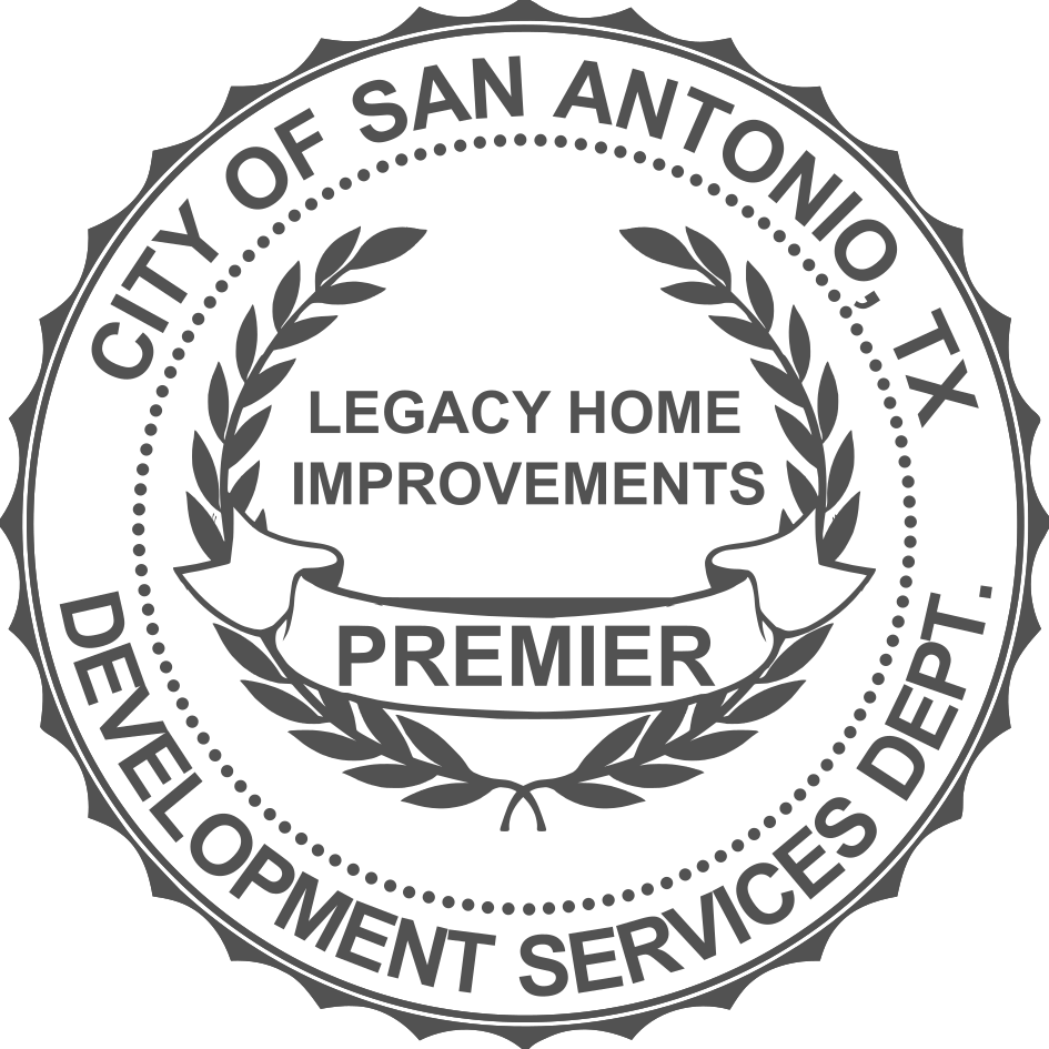 City of San Antonio Development Services Dept. seal for Legacy Home Improvements, a Premier business.