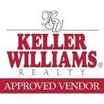 Logo for Keller Williams Realty: red text on white background. Features the company name and