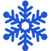 A blue snowflake on a white background.