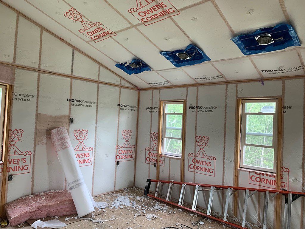 There is a ladder in the middle of the room.