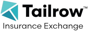 Tailrow Insurance Exchange logo featuring a geometric teal graphic and bold black text.