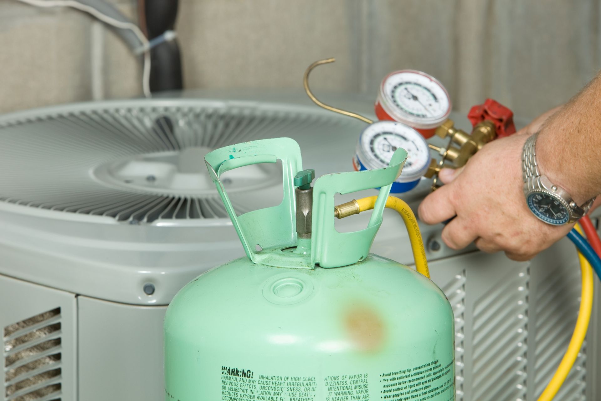 HVAC technician installing energy-efficient system using eco-friendly A2L refrigerant in Titusville.