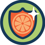 icon of a shield with an orange slice inside