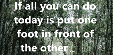 If all you can do today is put one foot in front of the other and breathe , that 's enough.