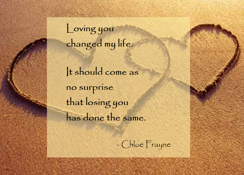 A quote by chloe frayne with two hearts in the sand