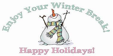 A snowman with a scarf around his neck and the words `` enjoy your winter break ! happy holidays ! ''