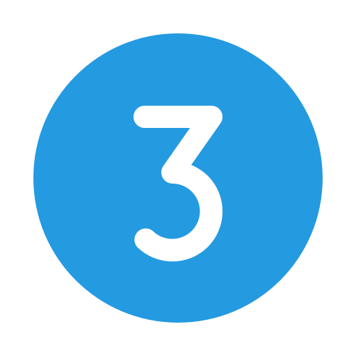A blue circle with the number three inside of it