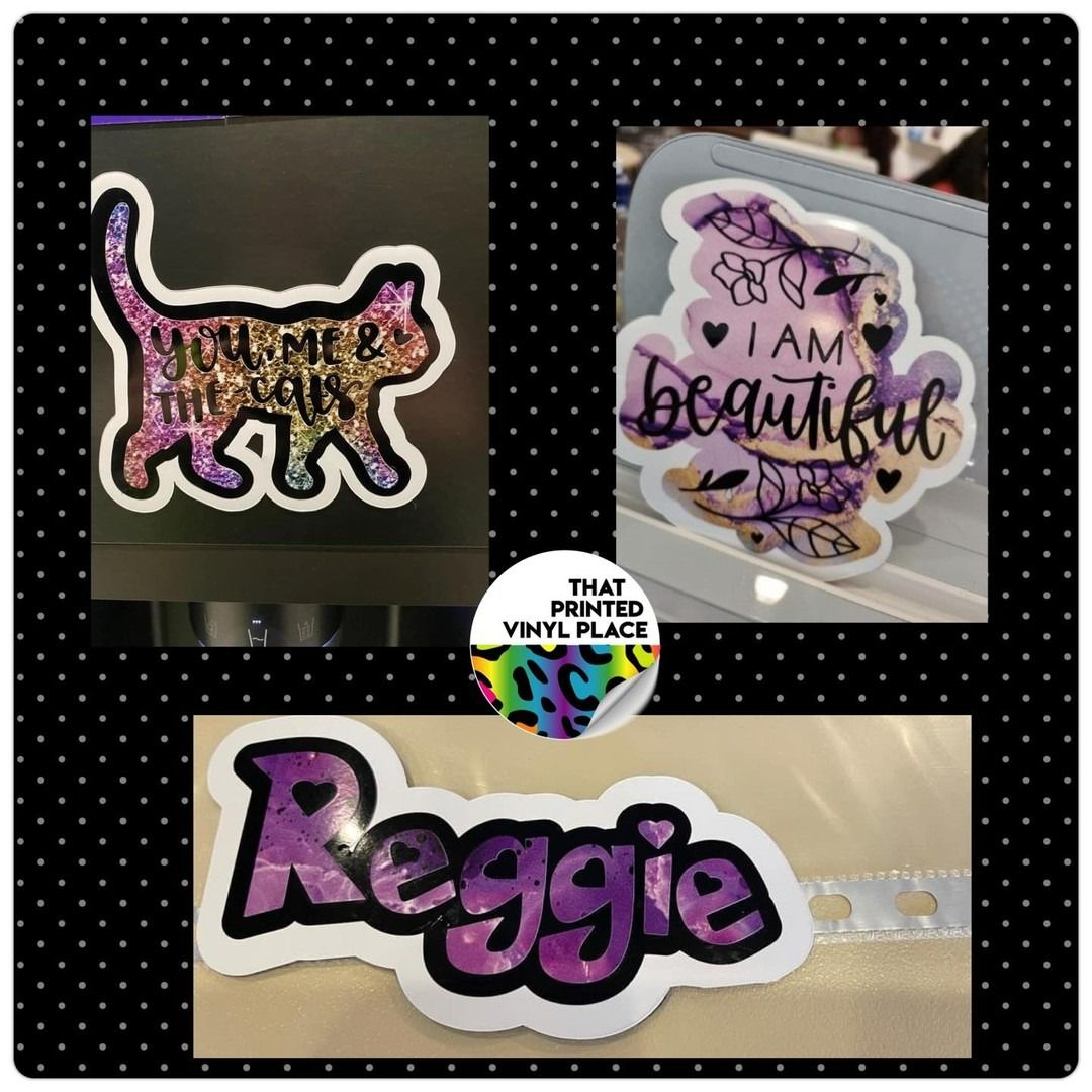 Collage of Three Sparkly Vinyl Stickers — That Printed Vinyl Place in Heatley, QLD