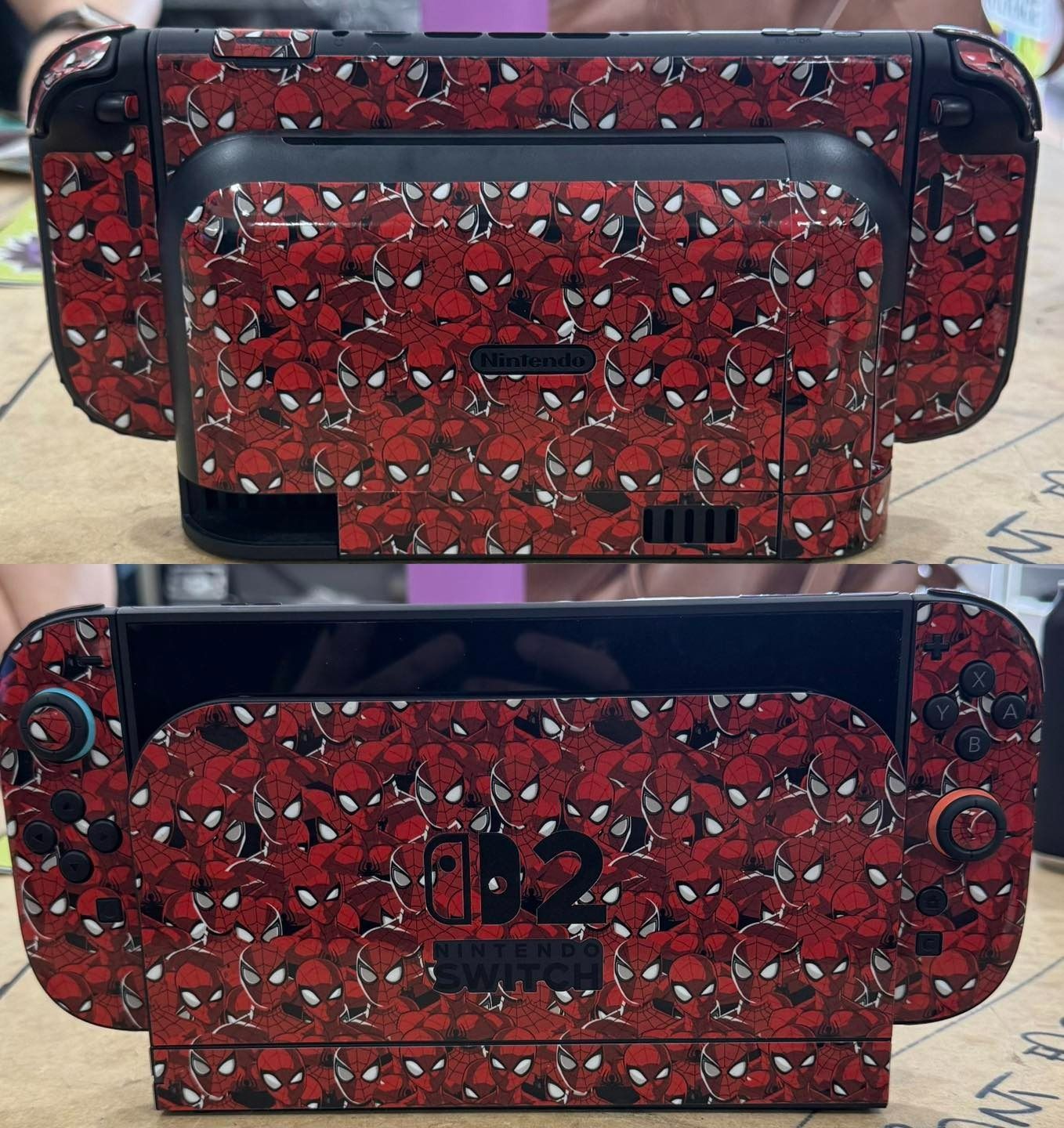 A Nintendo Switch Console and Dock with A Spider-Man — That Printed Vinyl Place in Heatley, QLD