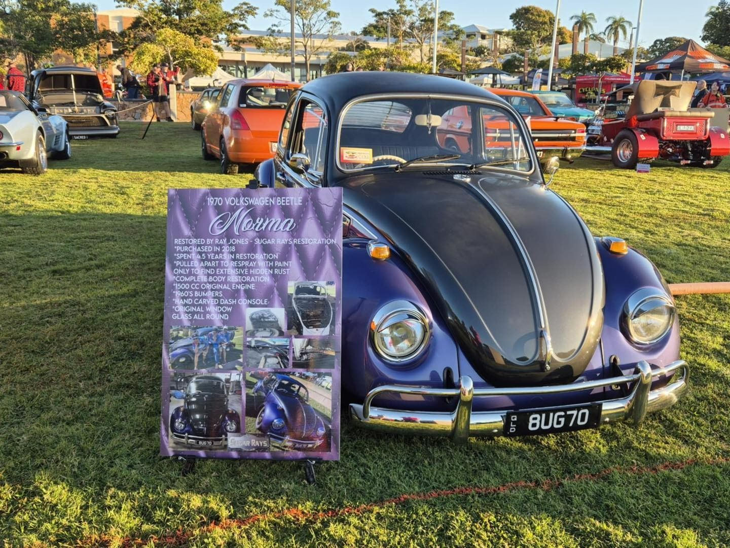 Purple and Black Classic Vw Beetle at an Outdoor Car Show — That Printed Vinyl Place in Heatley, QLD