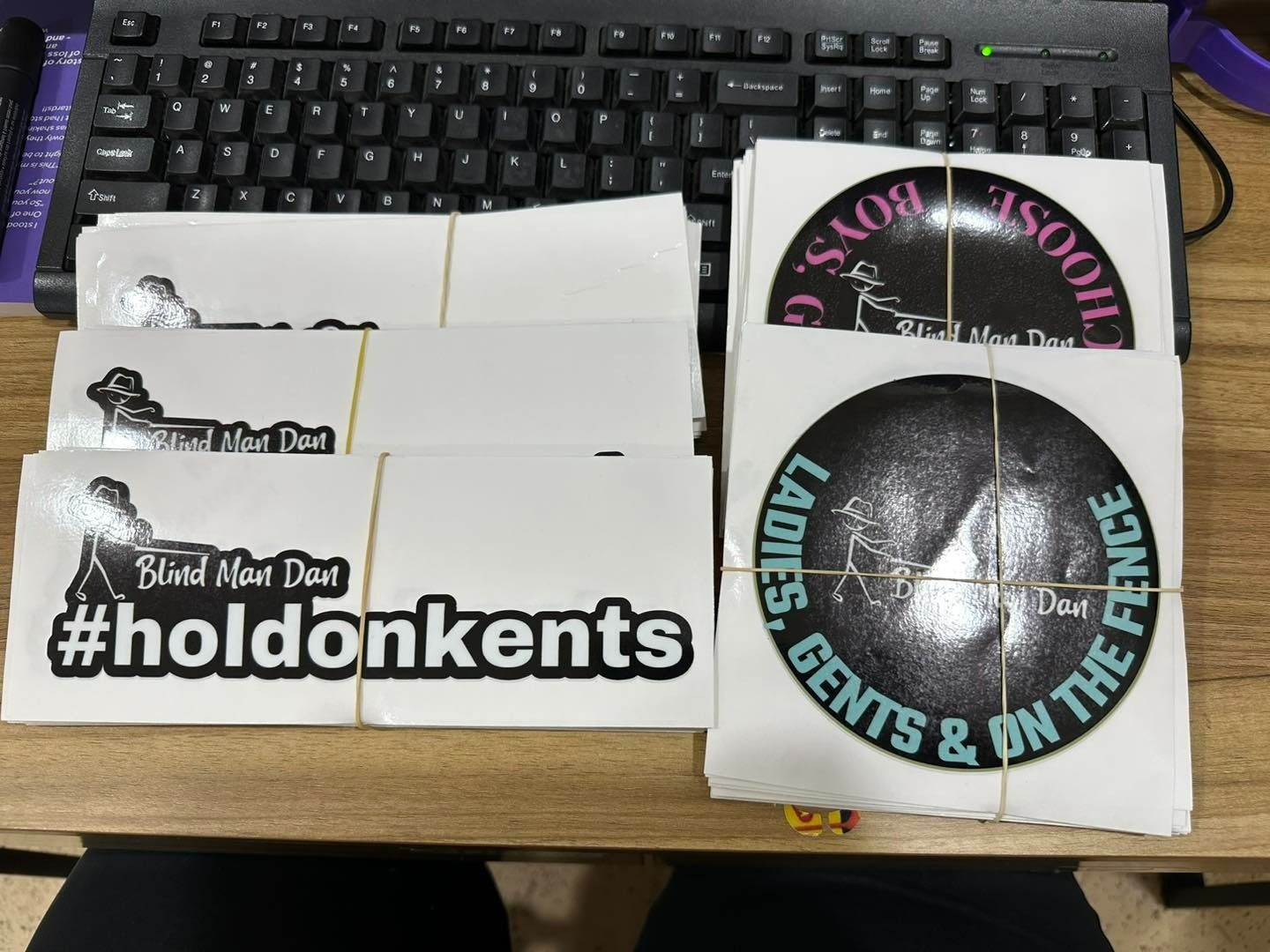 Stacks of Stickers on a Desk, Including Designs — That Printed Vinyl Place in Heatley, QLD