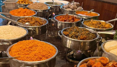 There are many different types of food on the table.