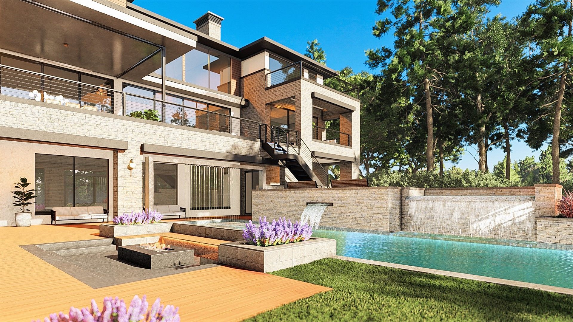 A Large House With A Swimming Pool - Carmel, IN - Goldberg Design Group