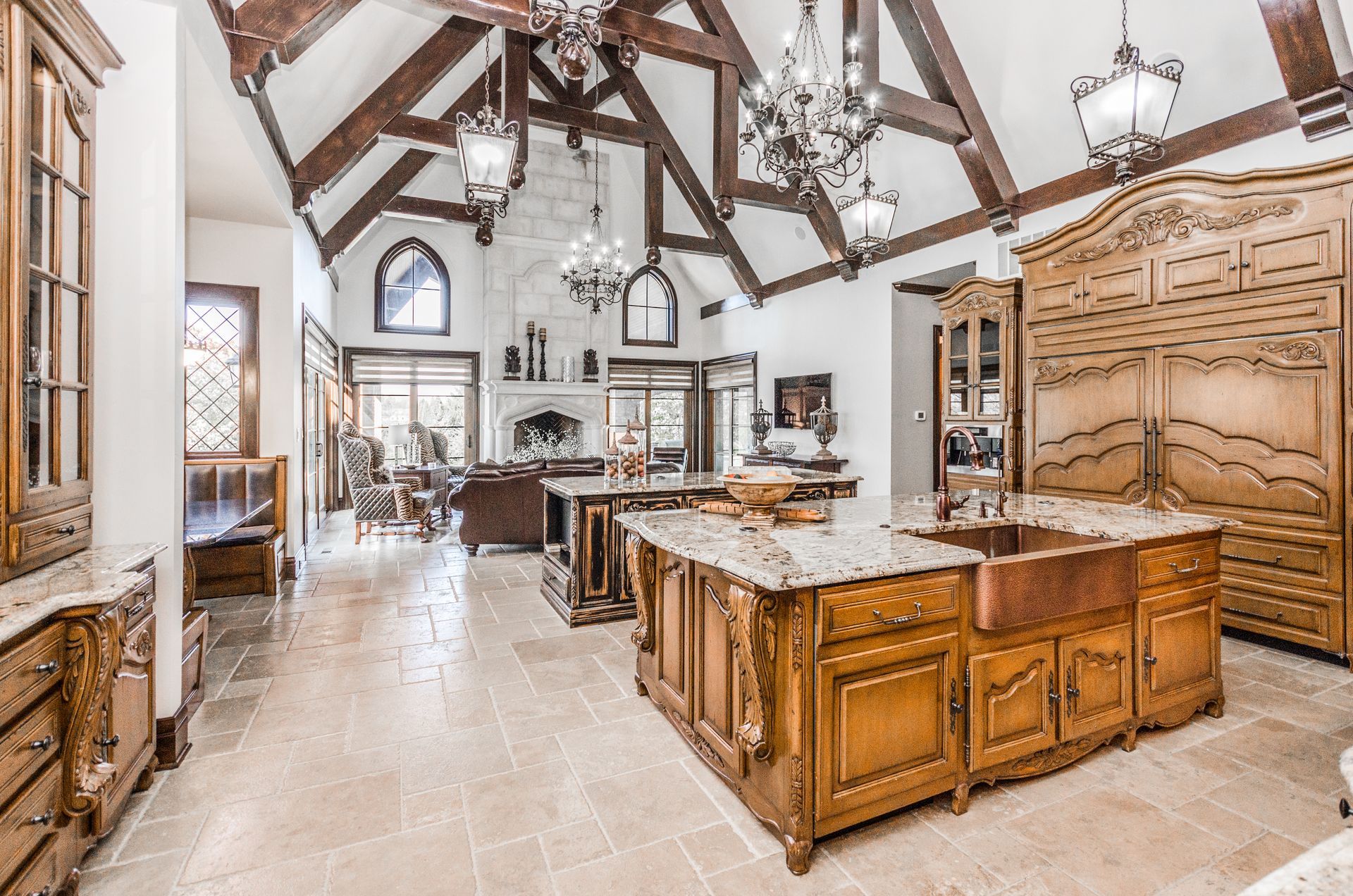 A Large Kitchen With A Large Island And A Sink - Carmel, IN - Goldberg Design Group