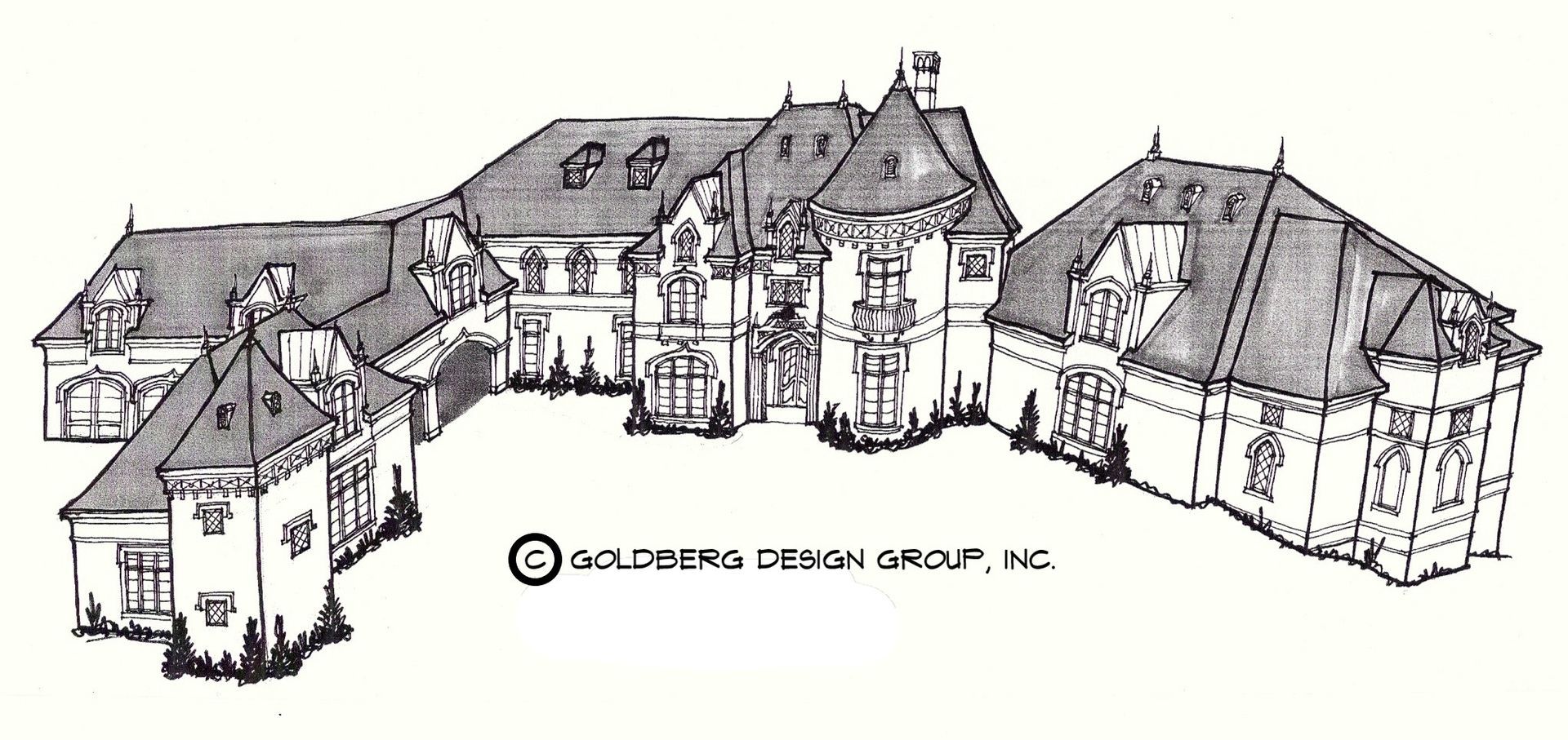 A Sketch Of A Large House - Carmel, IN - Goldberg Design Group