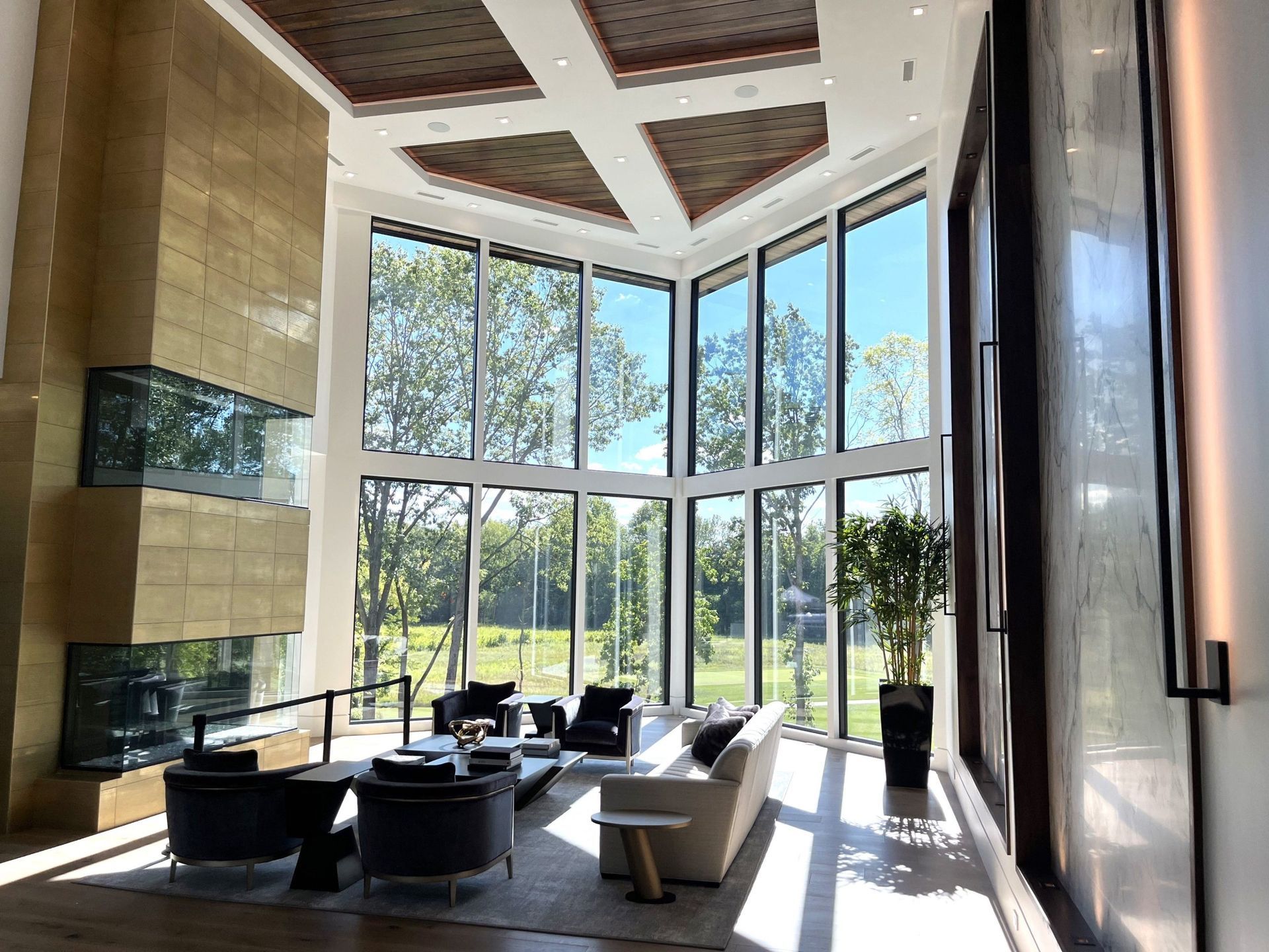 A High-ceiling Living Room - Carmel, IN - Goldberg Design Group