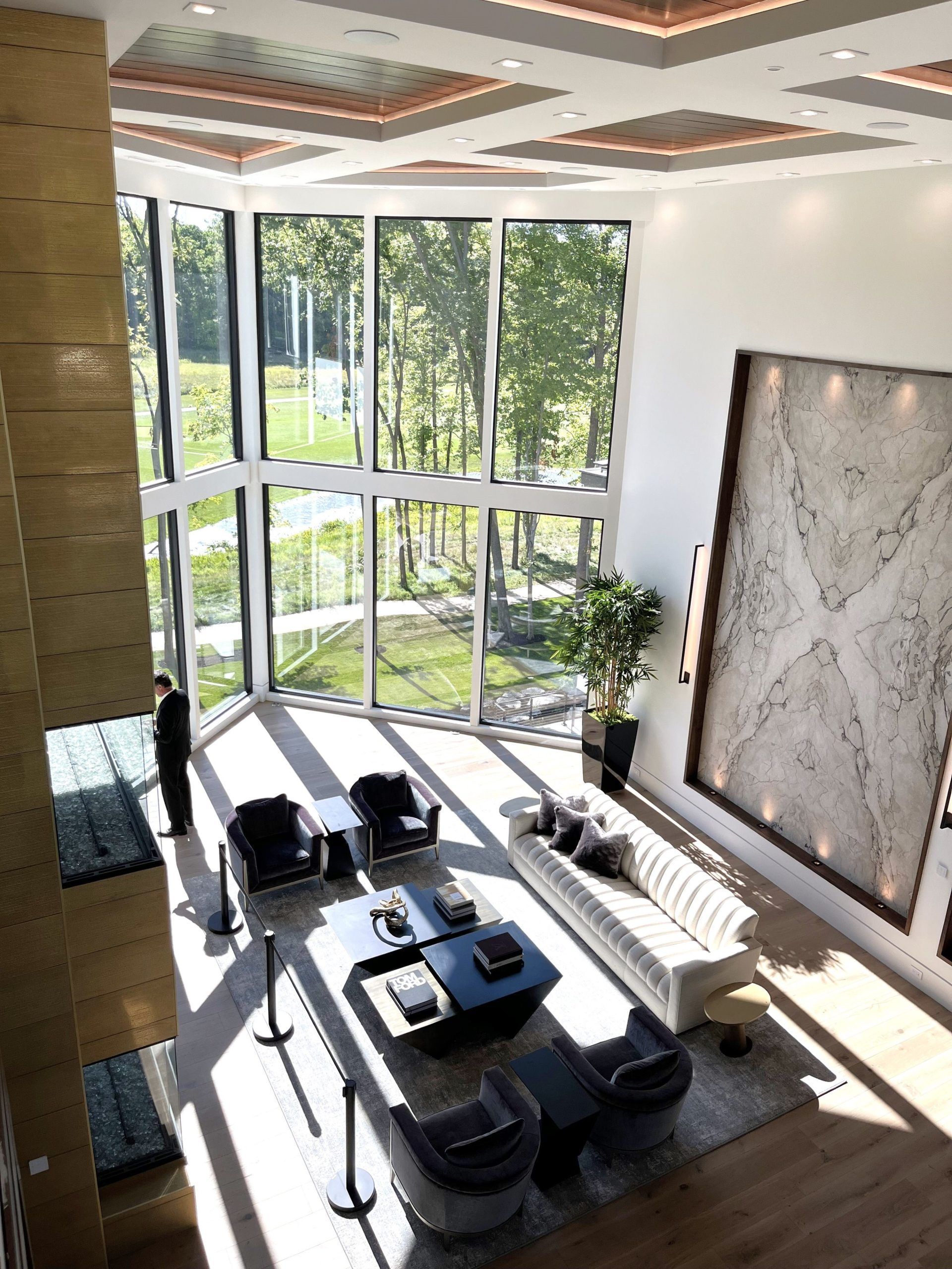 An Aerial View Of A Living Room - Carmel, IN - Goldberg Design Group