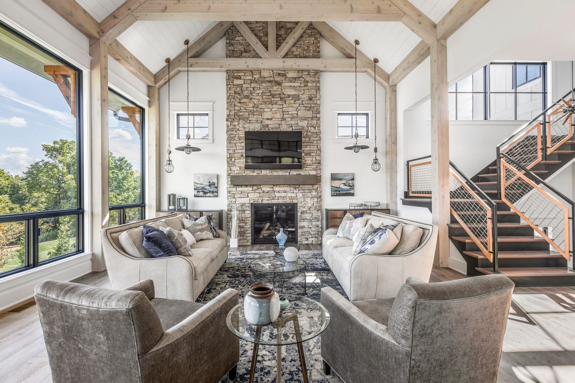 A Modern Living Room - Carmel, IN - Goldberg Design Group