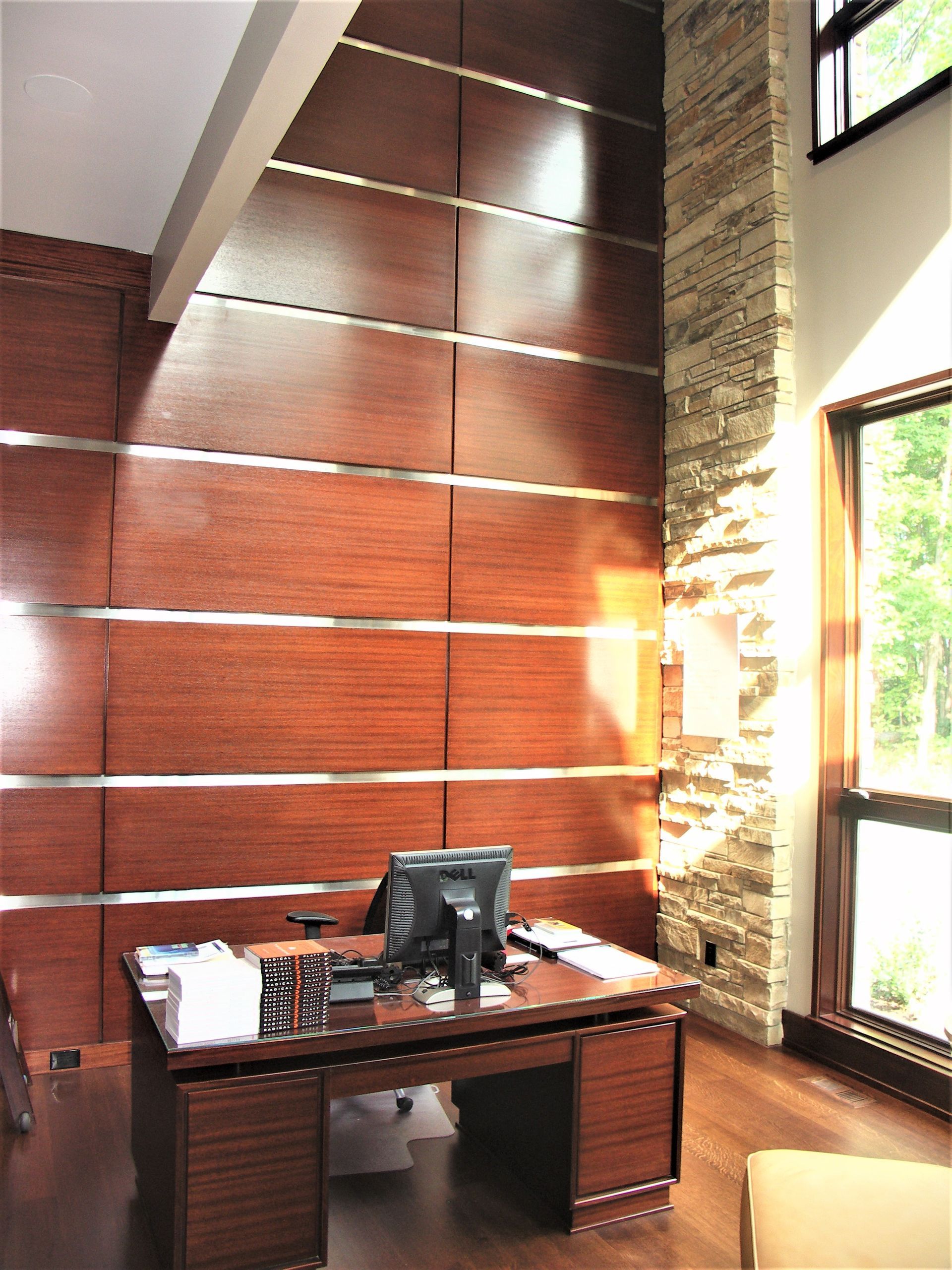 A Desk With A Computer On It In A Room - Carmel, IN - Goldberg Design Group