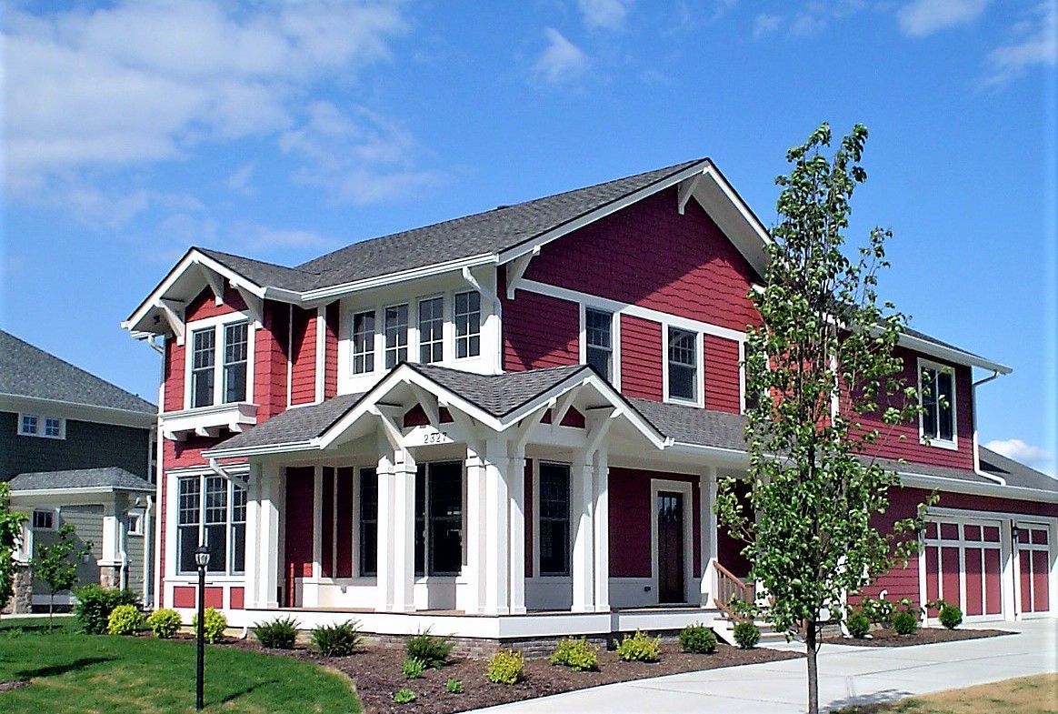 A Large Red And White House - Carmel, IN - Goldberg Design Group