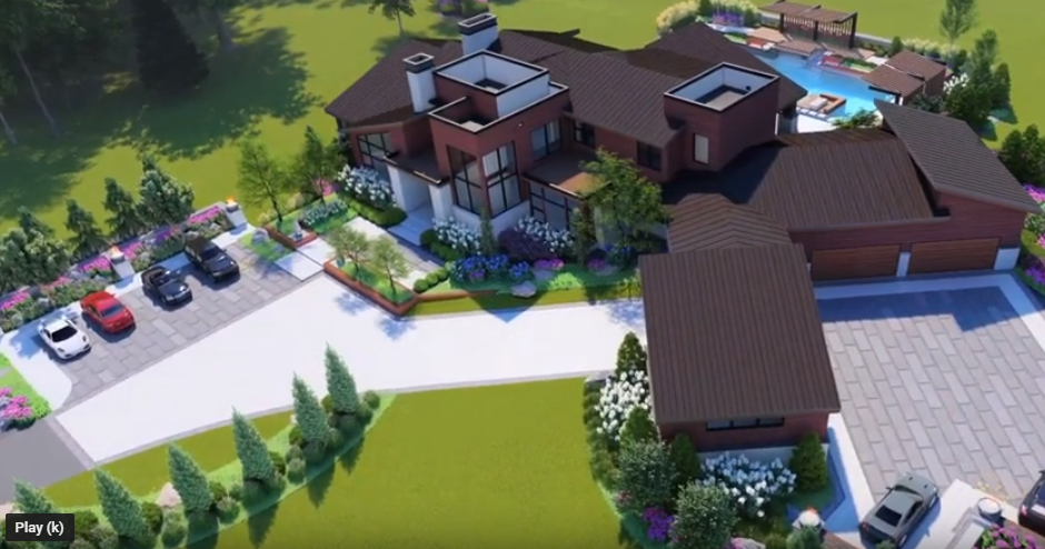 An Aerial View Of A Large House - Carmel, IN - Goldberg Design Group