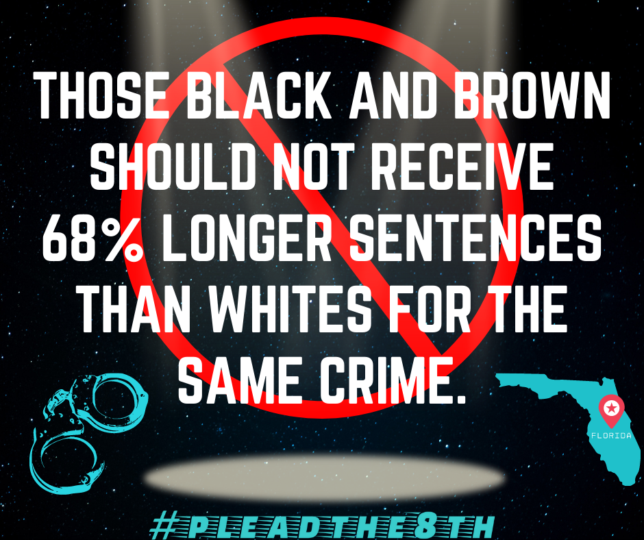 Those of color should not receive 68% longer sentences than whites for the same crime. 
